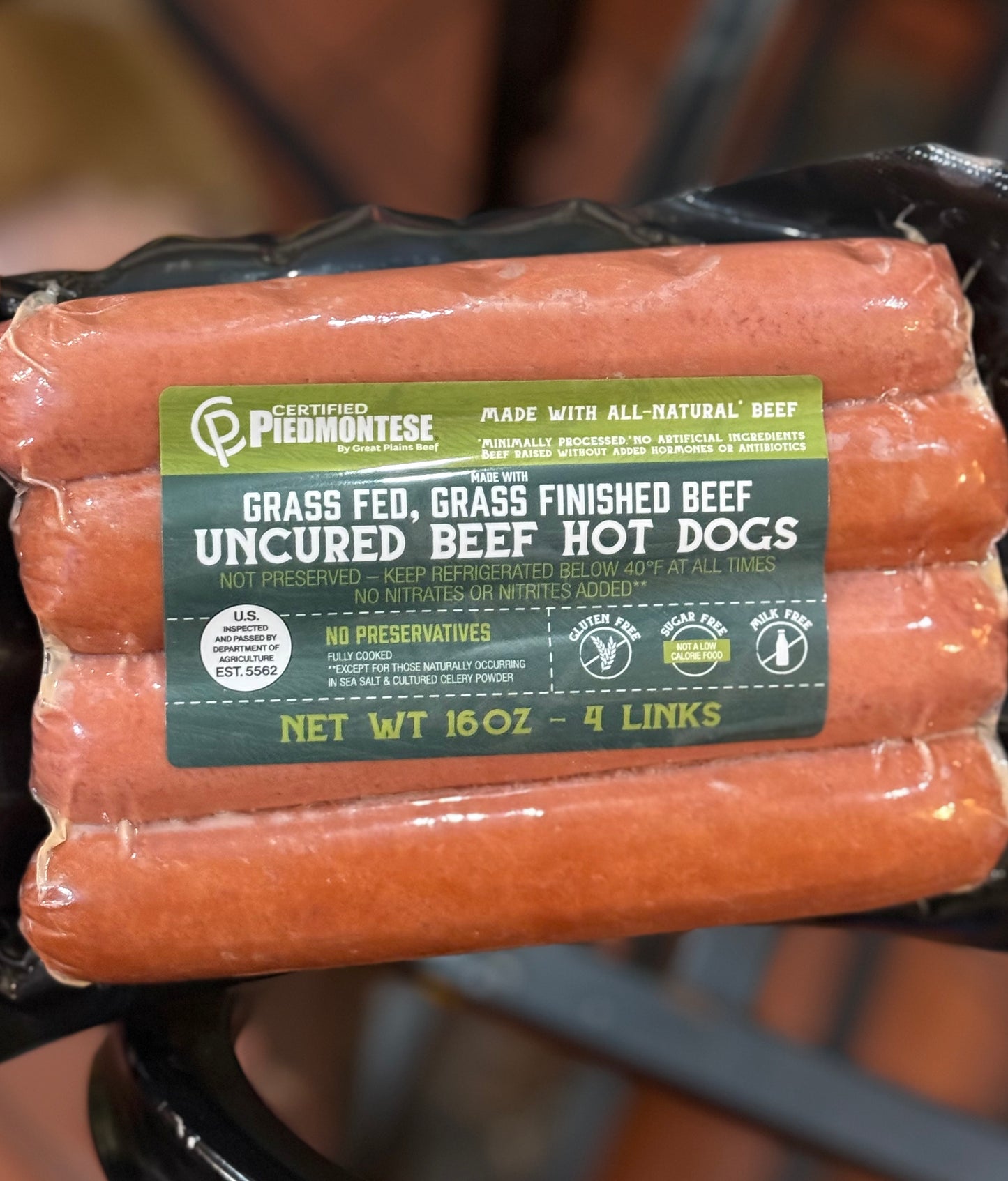 100% Grass Fed Piedmontese Skinless All Beef Hotdogs